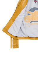 Champs Women's Yellow Embroidered Short Leather Jacket | Derimod