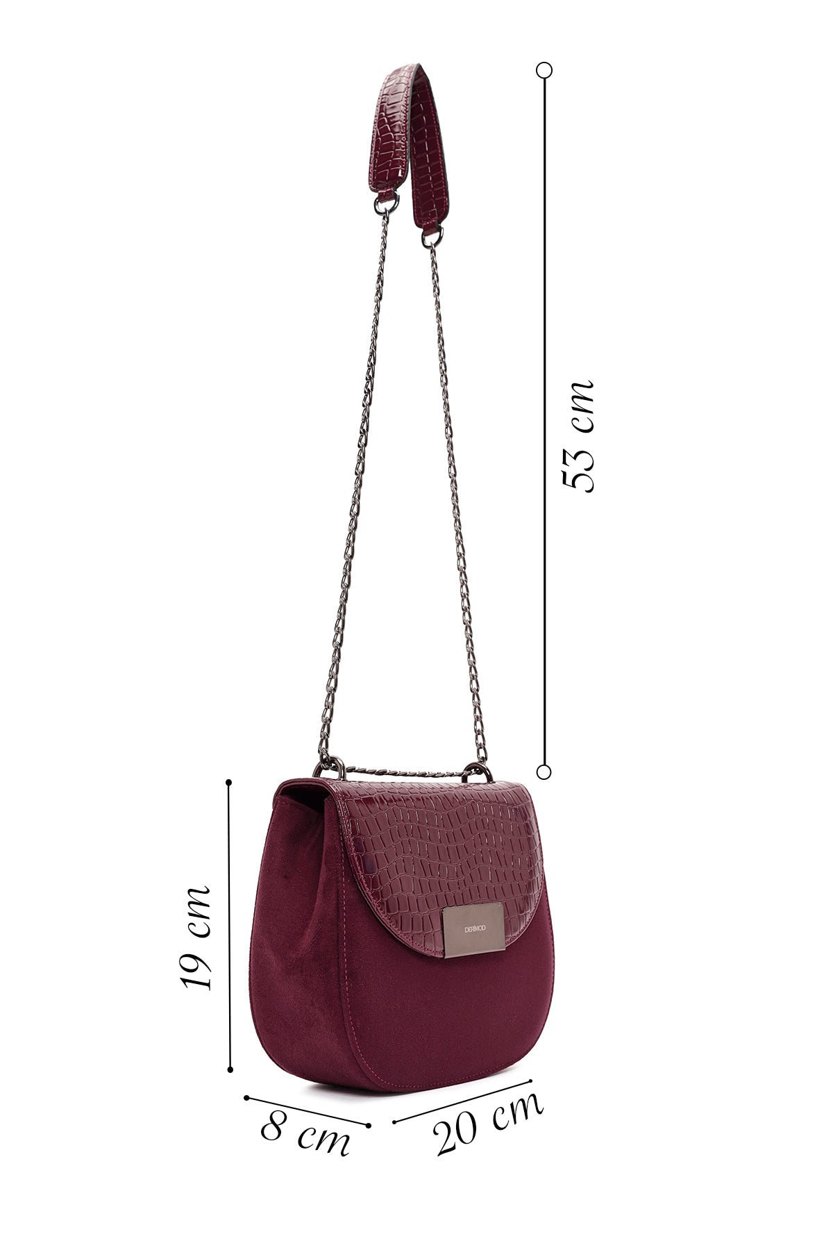 Kadın Bordo Zincir Askılı Baskılı Omuz Çantası