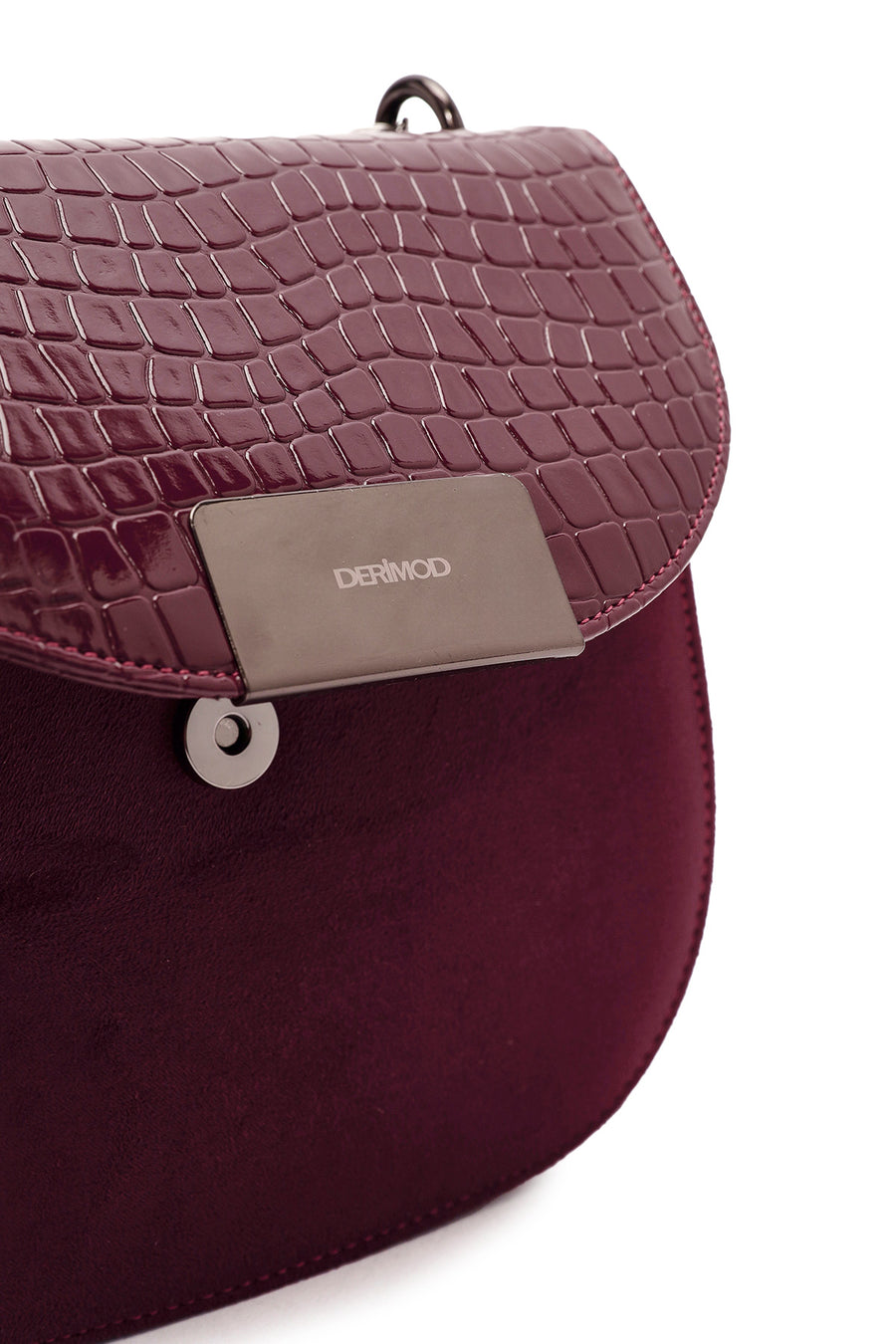 Women's Burgundy Chain Strap Printed Shoulder Bag