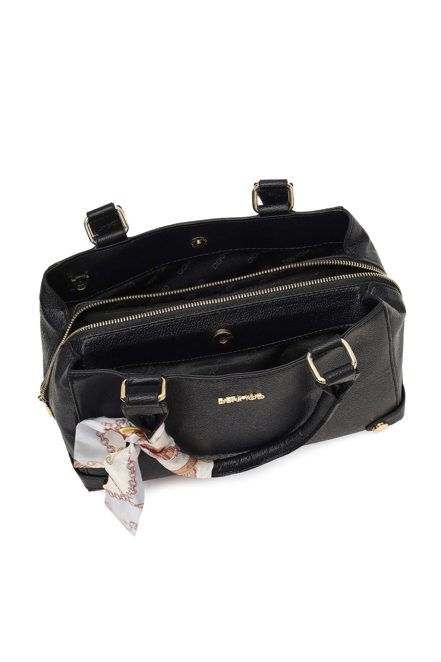 Women's Black Long Strapped Accessorized Shoulder Bag