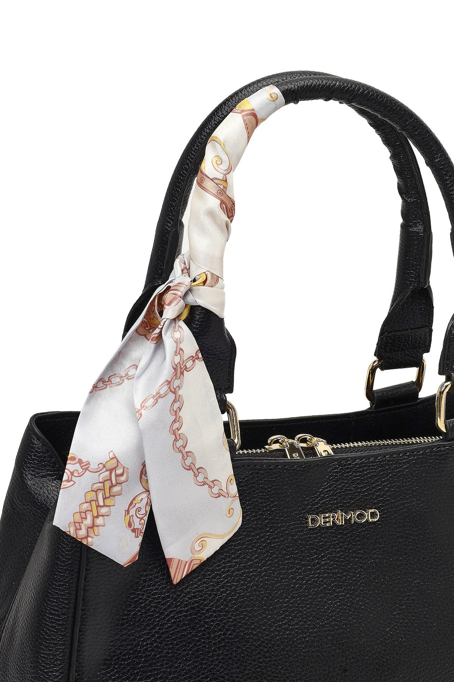 Women's Black Long Strapped Accessorized Shoulder Bag
