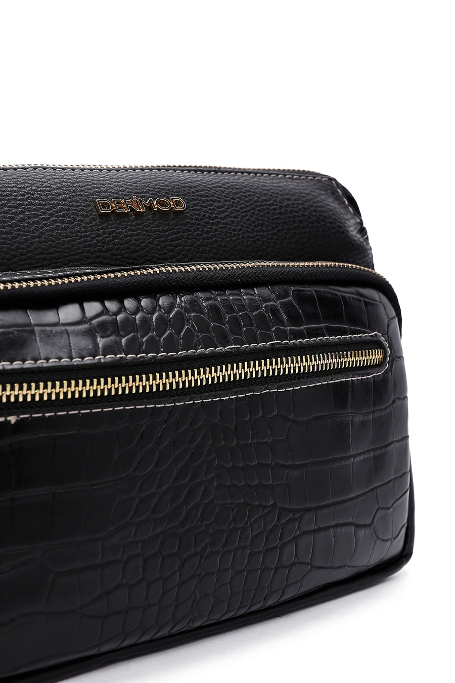 Kadın Siyah Uzun Askılı Kroko Çapraz Çanta
