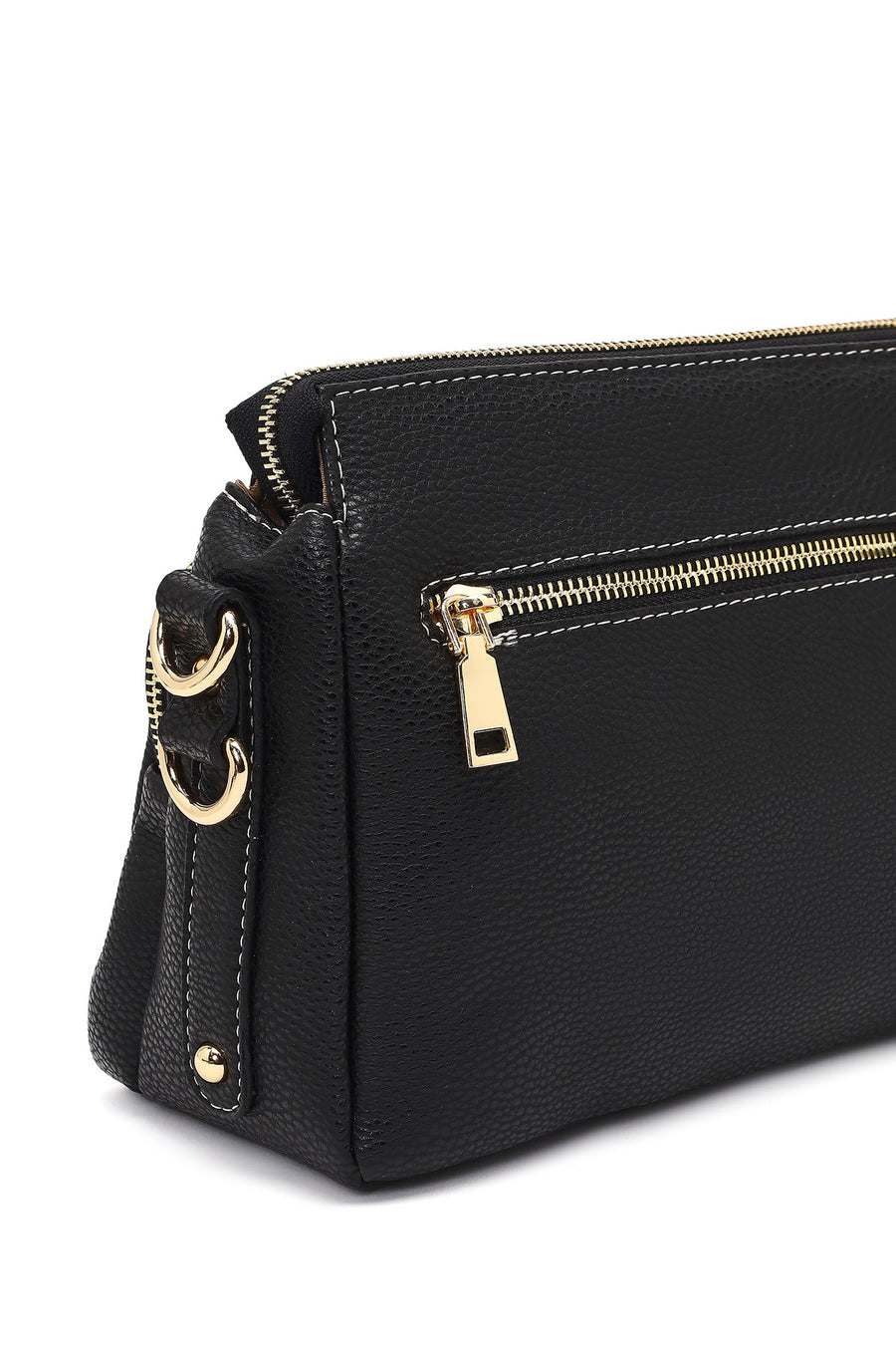 Women's Black Long Strapped Patterned Crossbody Bag