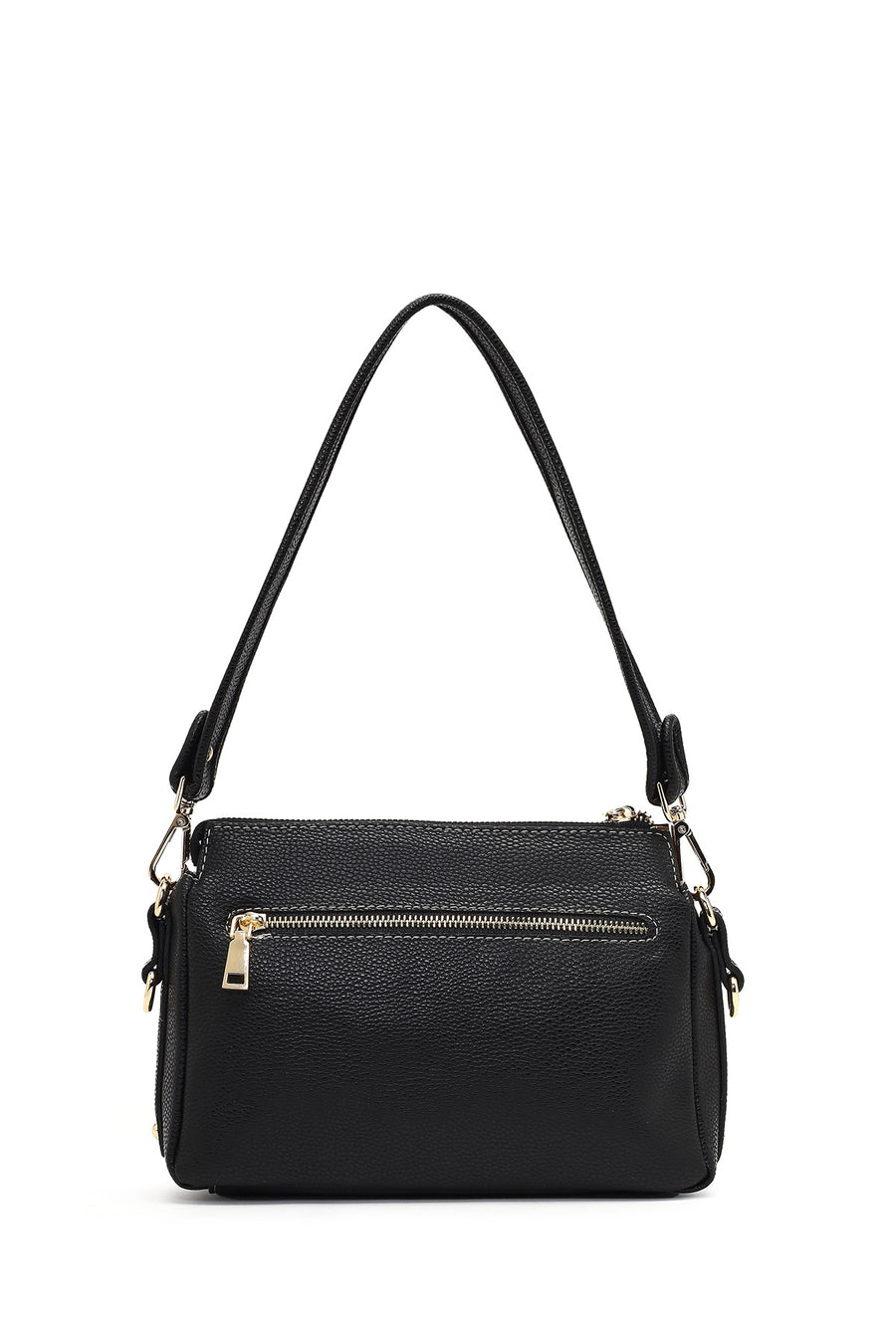 Women's Black Long Strapped Patterned Crossbody Bag