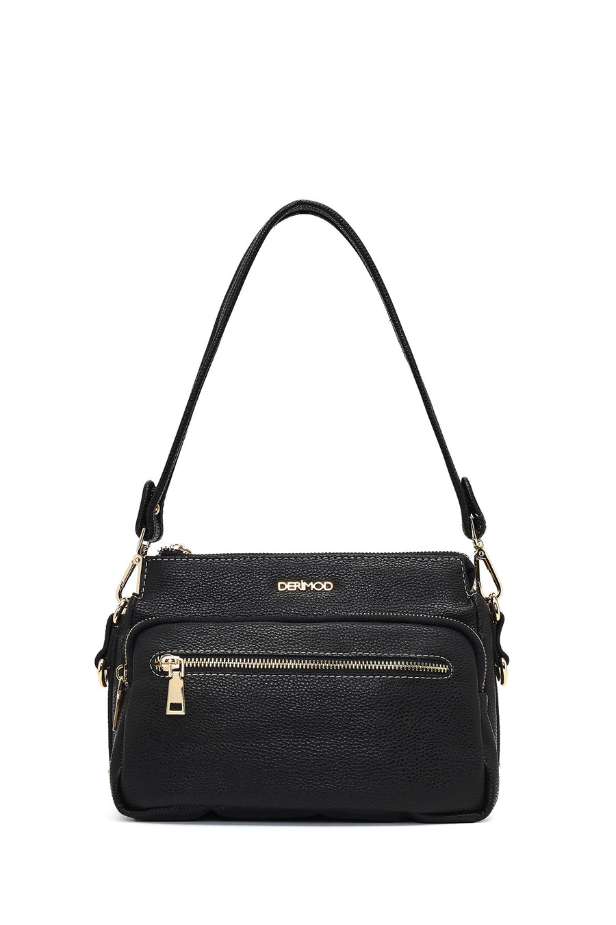 Women's Black Long Strapped Patterned Crossbody Bag
