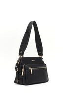 Women's Black Long Strapped Patterned Crossbody Bag | Derimod