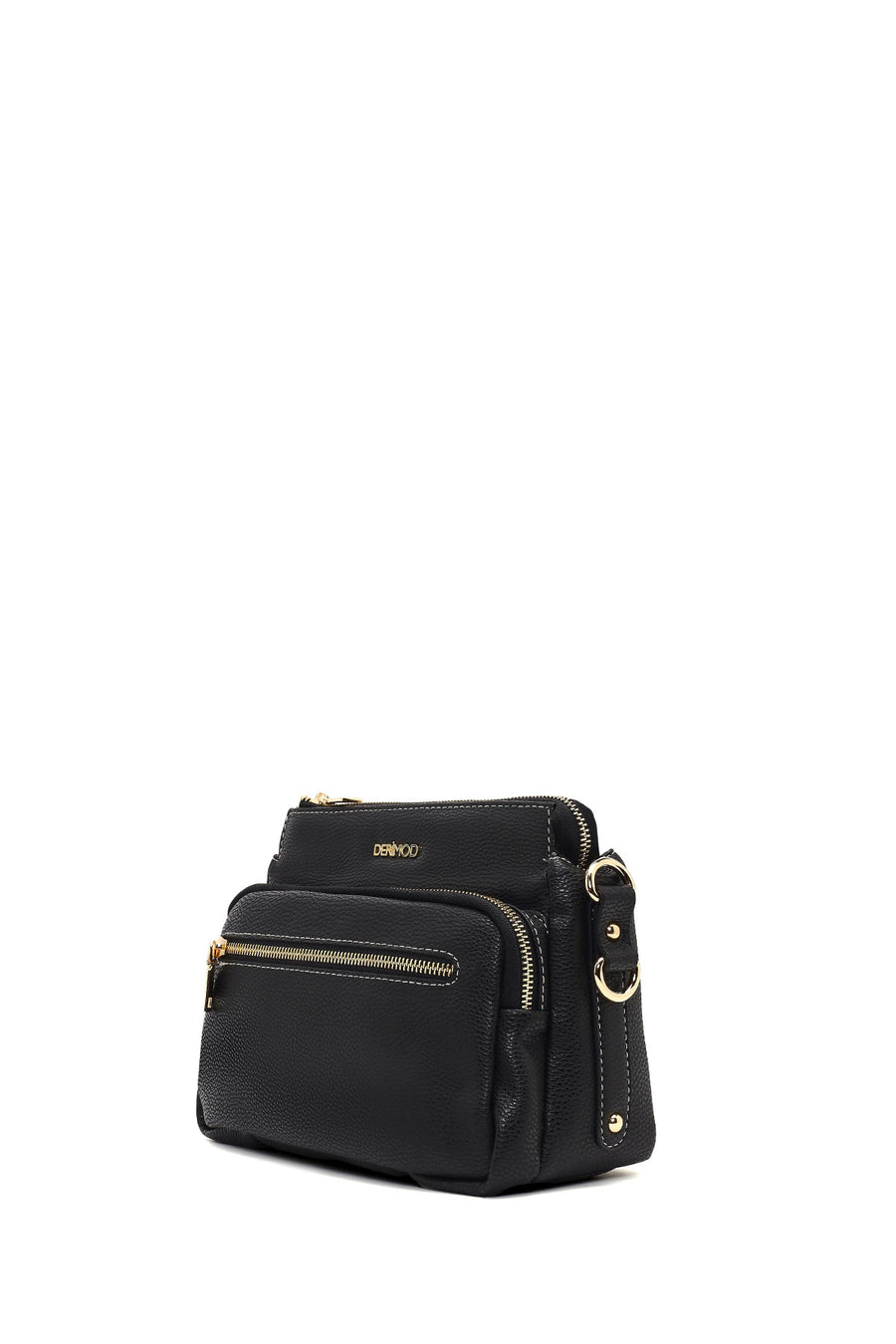 Women's Black Long Strapped Patterned Crossbody Bag