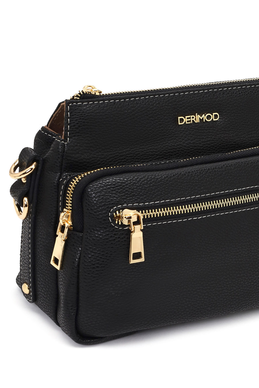 Women's Black Long Strapped Patterned Crossbody Bag