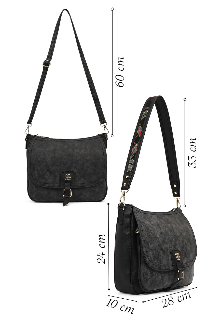 Women's Black Long Strap Shoulder Bag