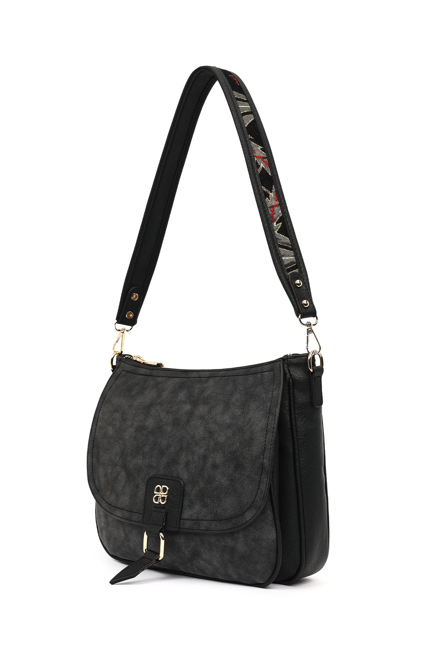 Women's Black Long Strap Shoulder Bag