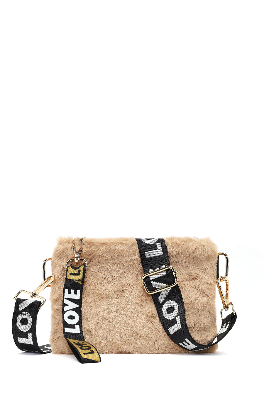 Women's Tan Long Strap Plush Clutch Bag 25WBD2203PH | Derimod