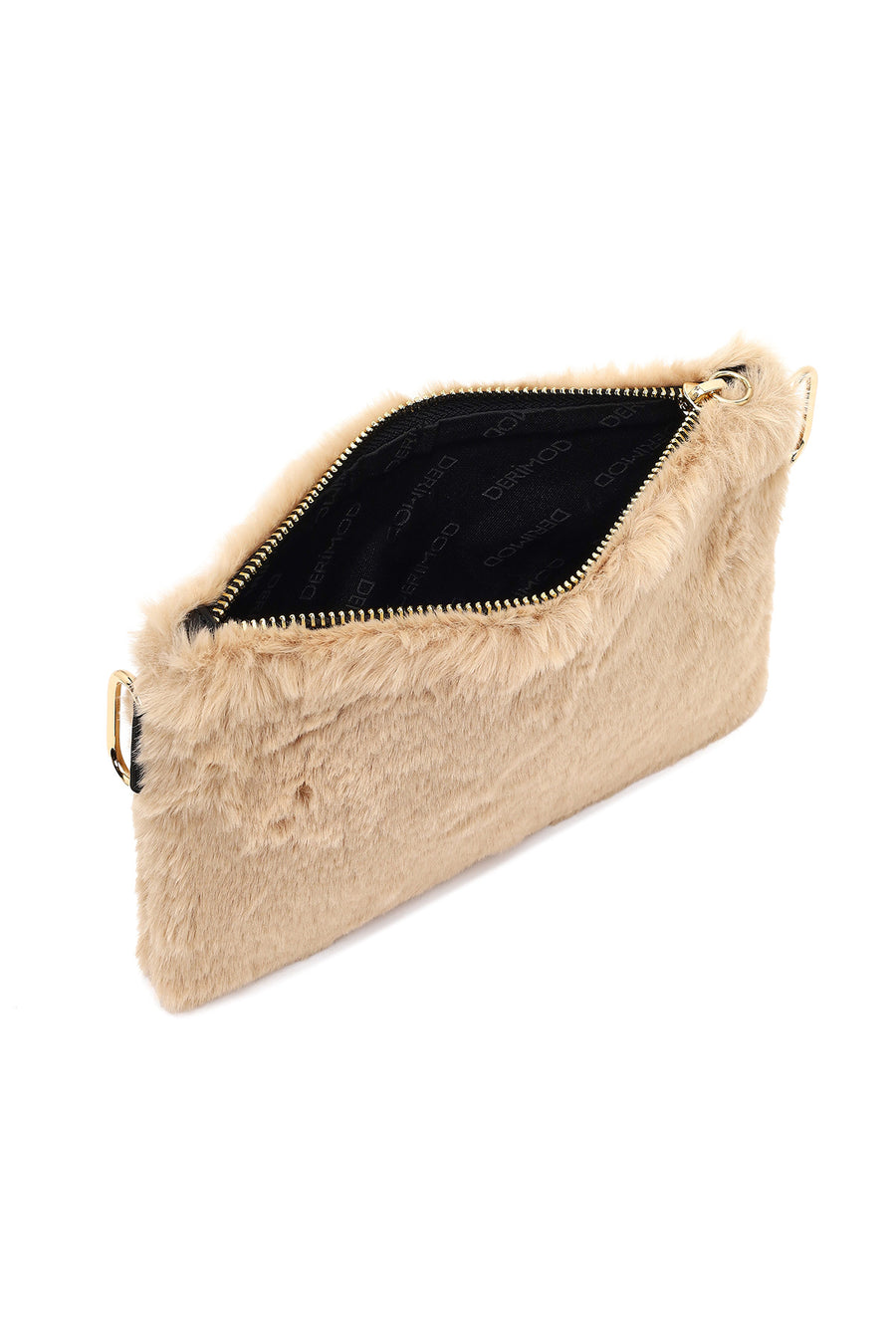 Women's Tan Long Strap Plush Clutch Bag