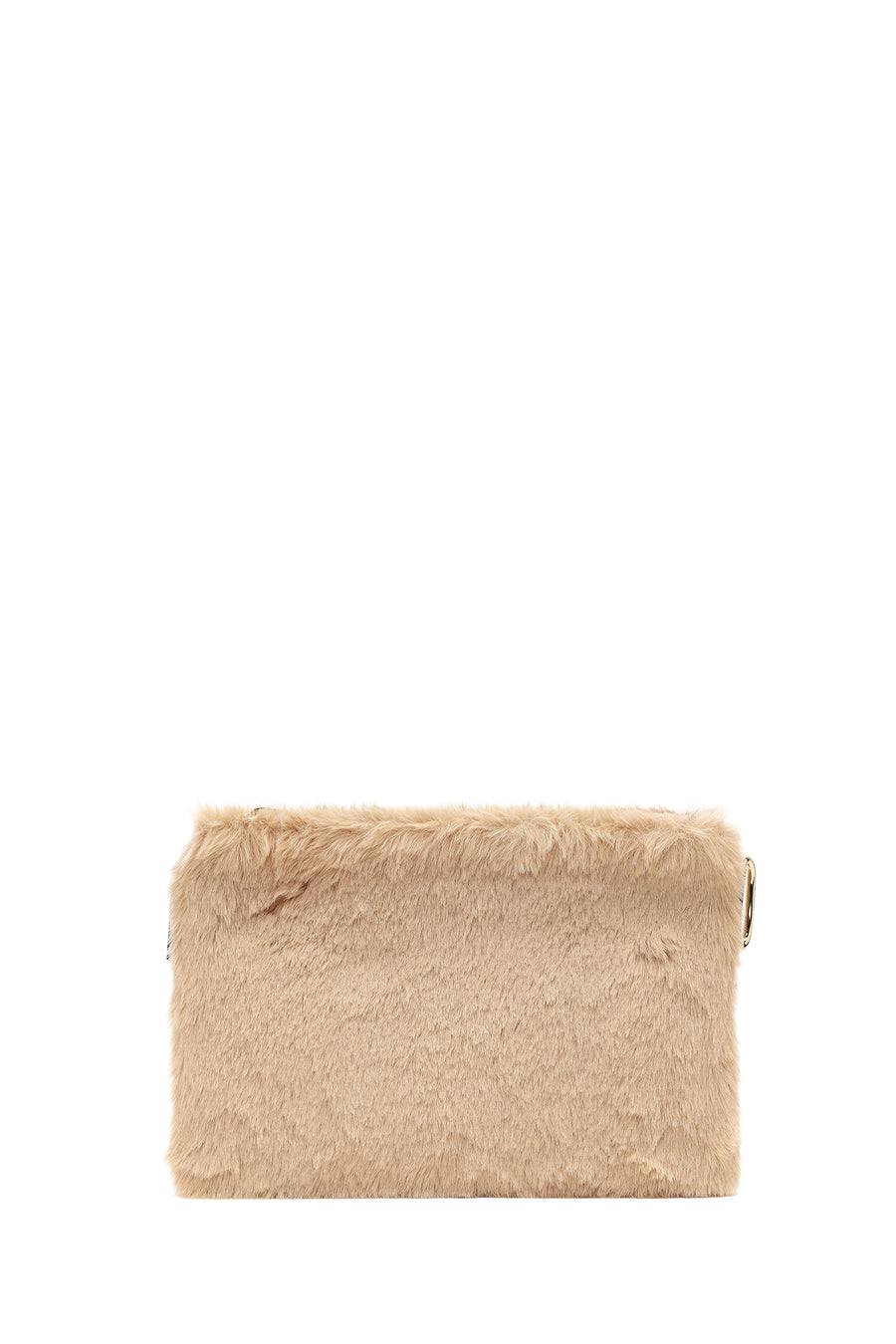 Women's Tan Long Strap Plush Clutch Bag