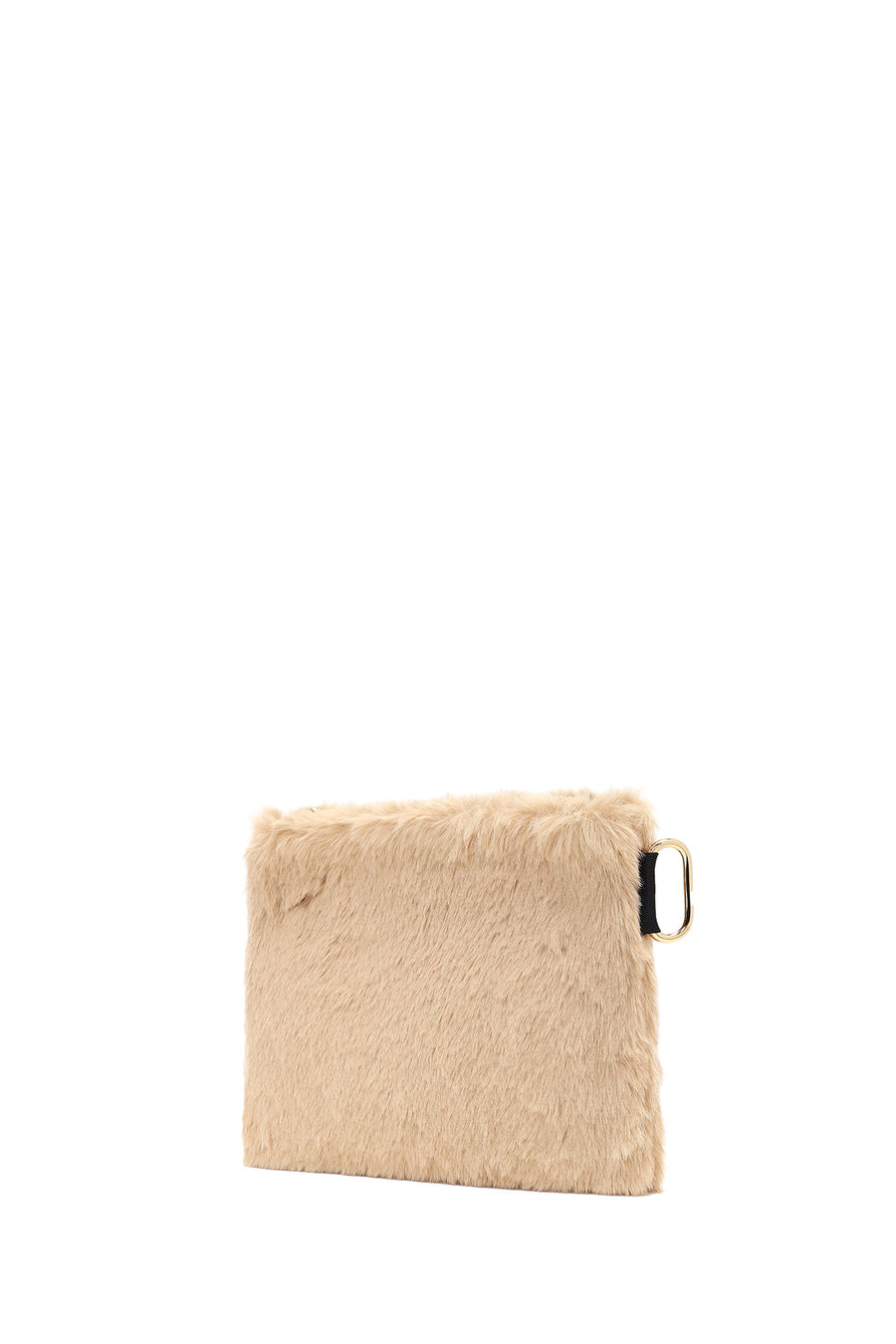 Women's Tan Long Strap Plush Clutch Bag