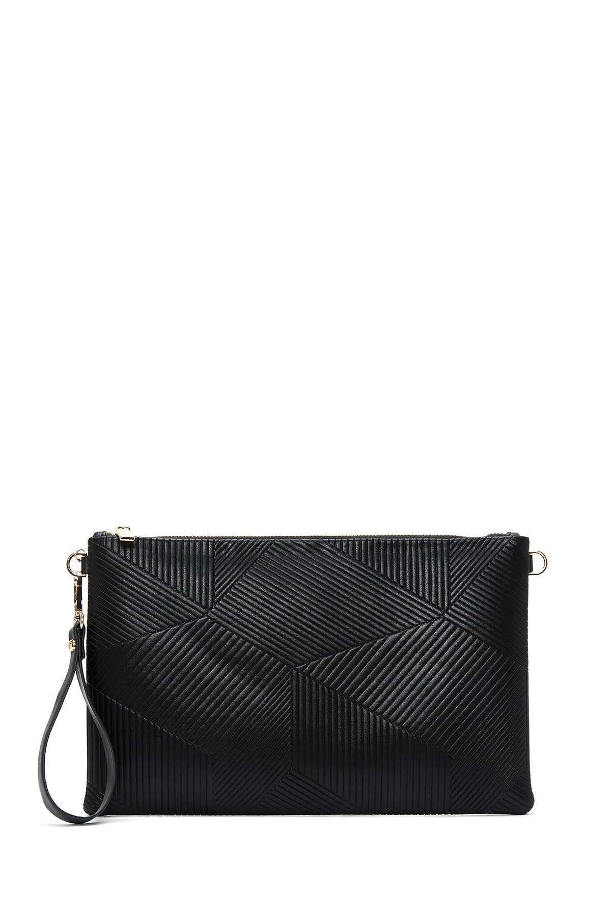 Women's Black Chain Strap Patterned Clutch Bag 25WBD220432 | Derimod