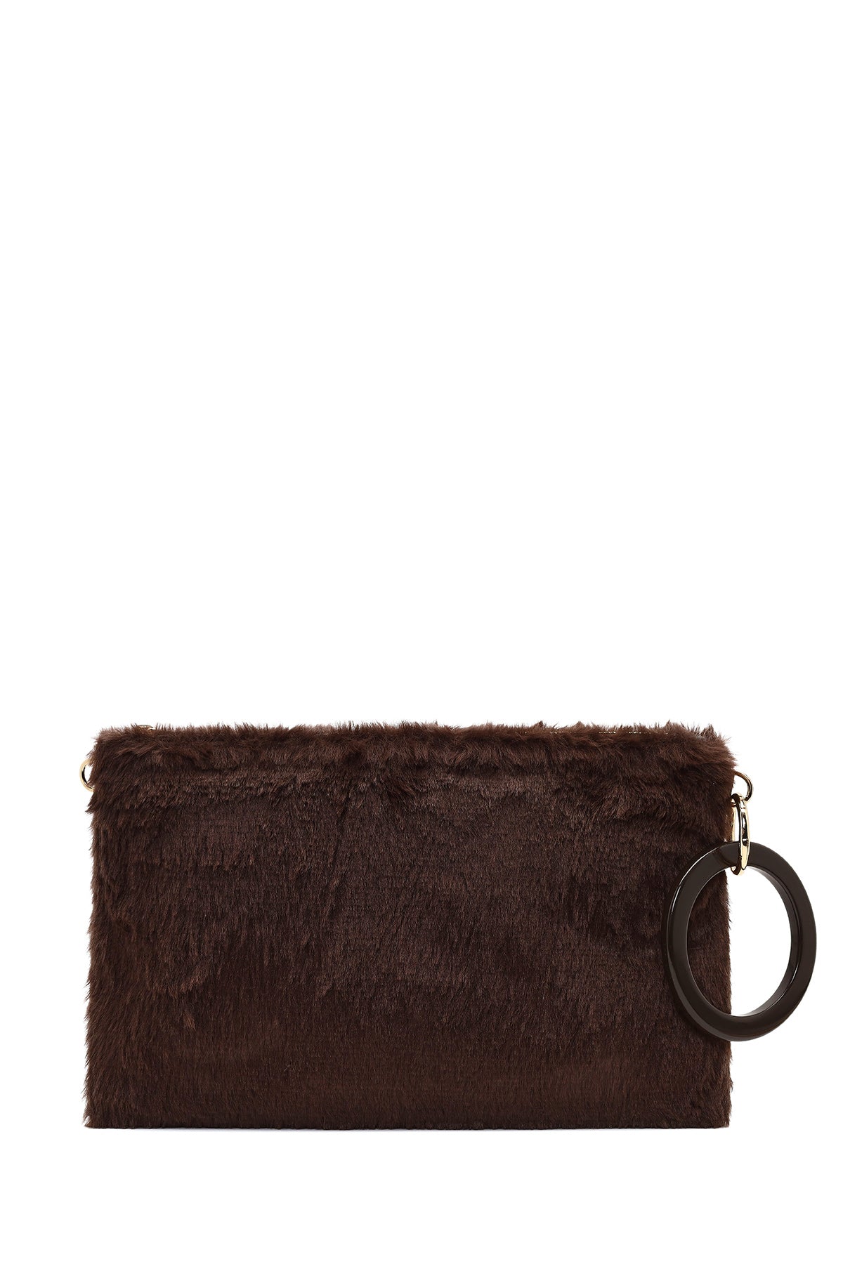 Kadın Kahverengi Zincir Askılı Peluş Portföy Çanta