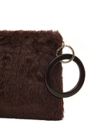 Kadın Kahverengi Zincir Askılı Peluş Portföy Çanta | Derimod