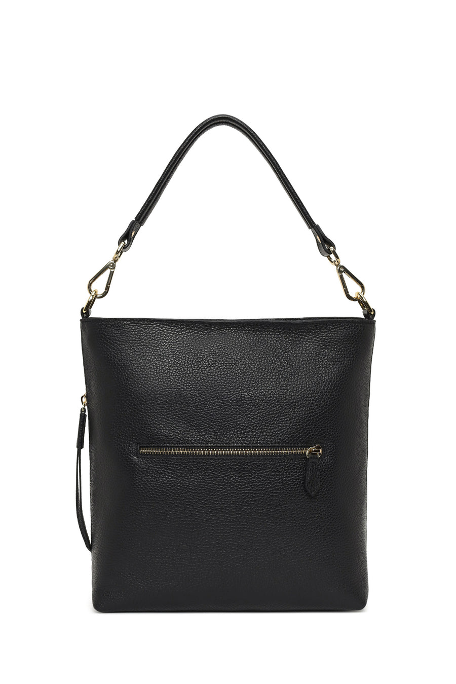 Woman Black Long-Strap Leather Shoulder Bag