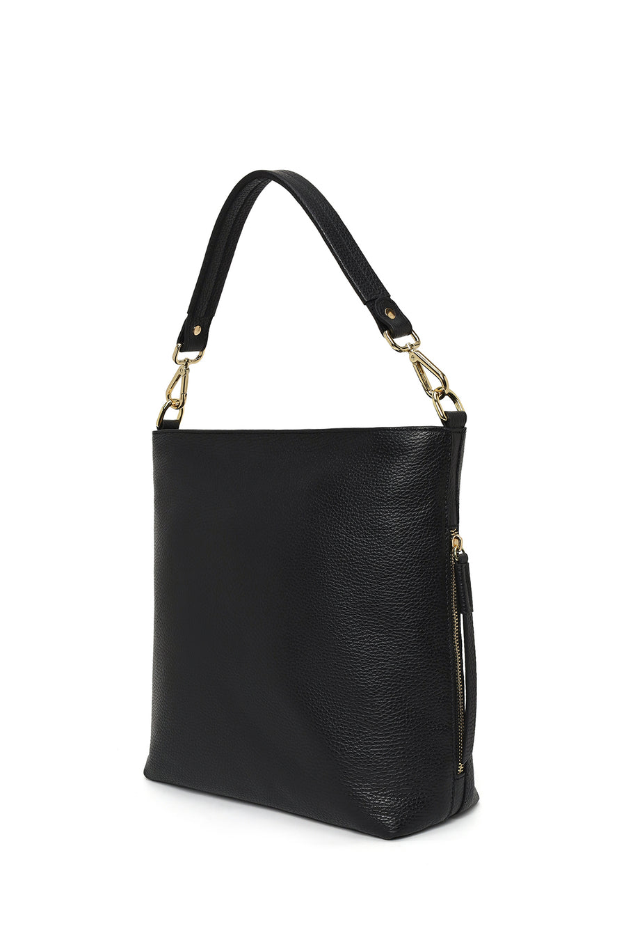 Woman Black Long-Strap Leather Shoulder Bag