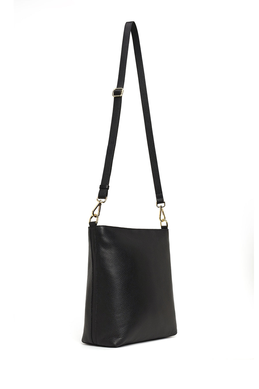 Woman Black Long-Strap Leather Shoulder Bag