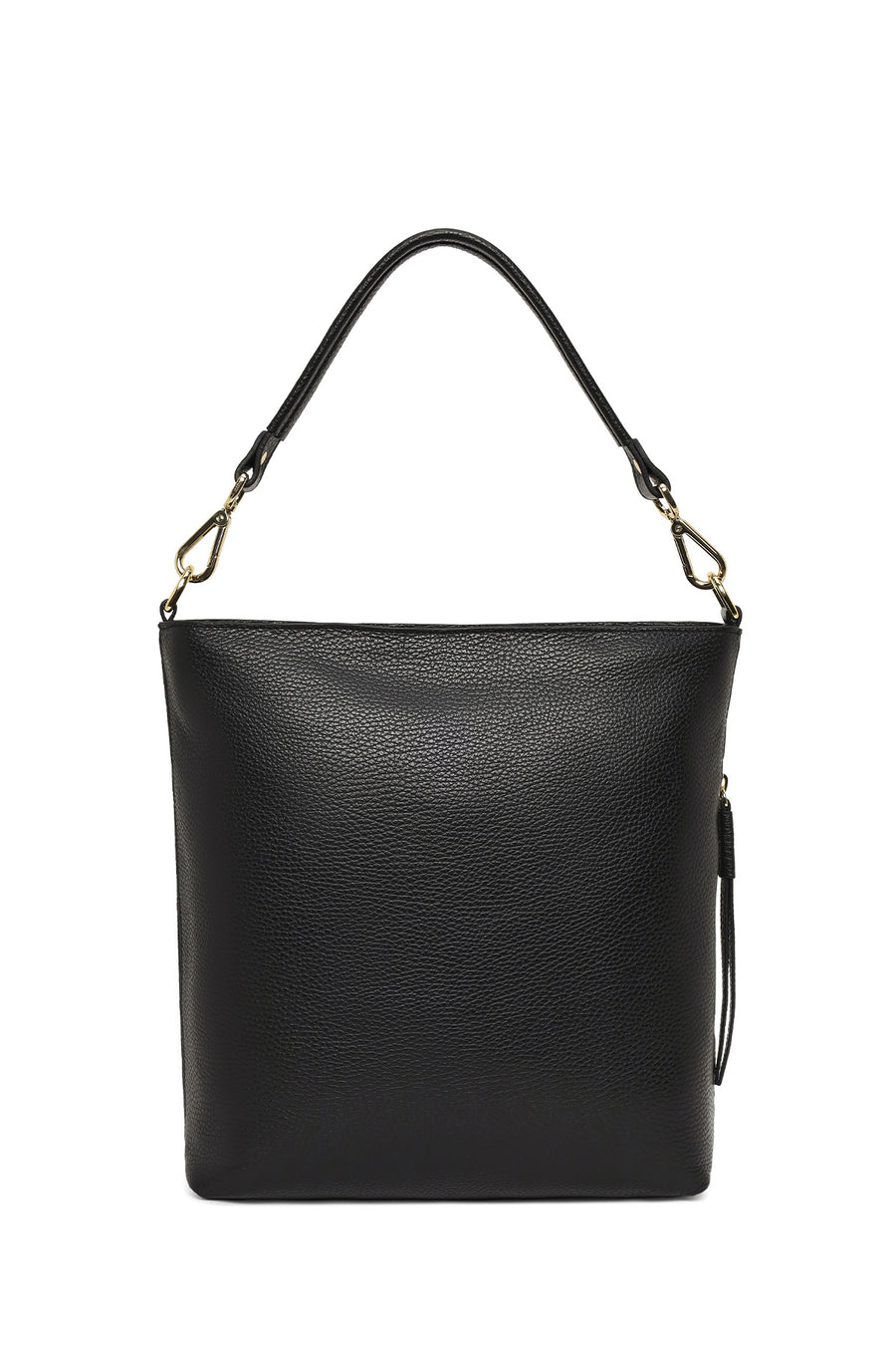 Woman Black Long-Strap Leather Shoulder Bag