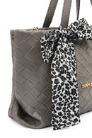 Kadın Gri Uzun Askılı Örgülü Kol Çantası | Derimod