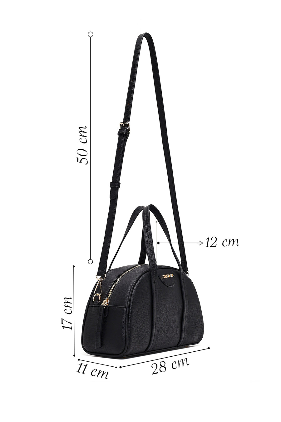 Women's Black Long Strap Classic Handbag