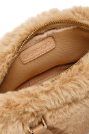 Women's Beige Long Strap Accessory Detailed Plush Mini Shoulder Bag | Derimod