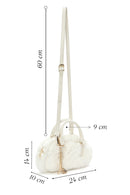 Women's Cream Long Strap Accessory Detailed Plush Mini Shoulder Bag | Derimod