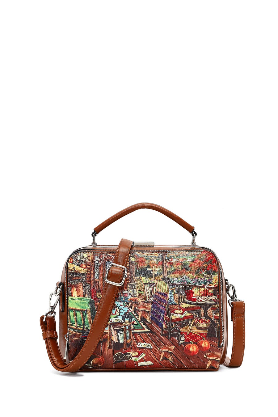 Women's Tan Long Strap Patterned Shoulder Bag 25WBD246626 | Derimod