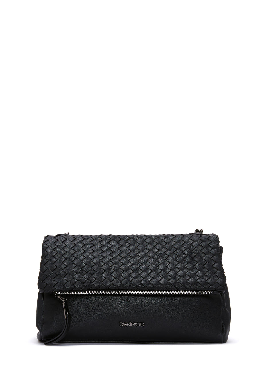 Women's Black Long Strapped Patterned Crossbody Bag