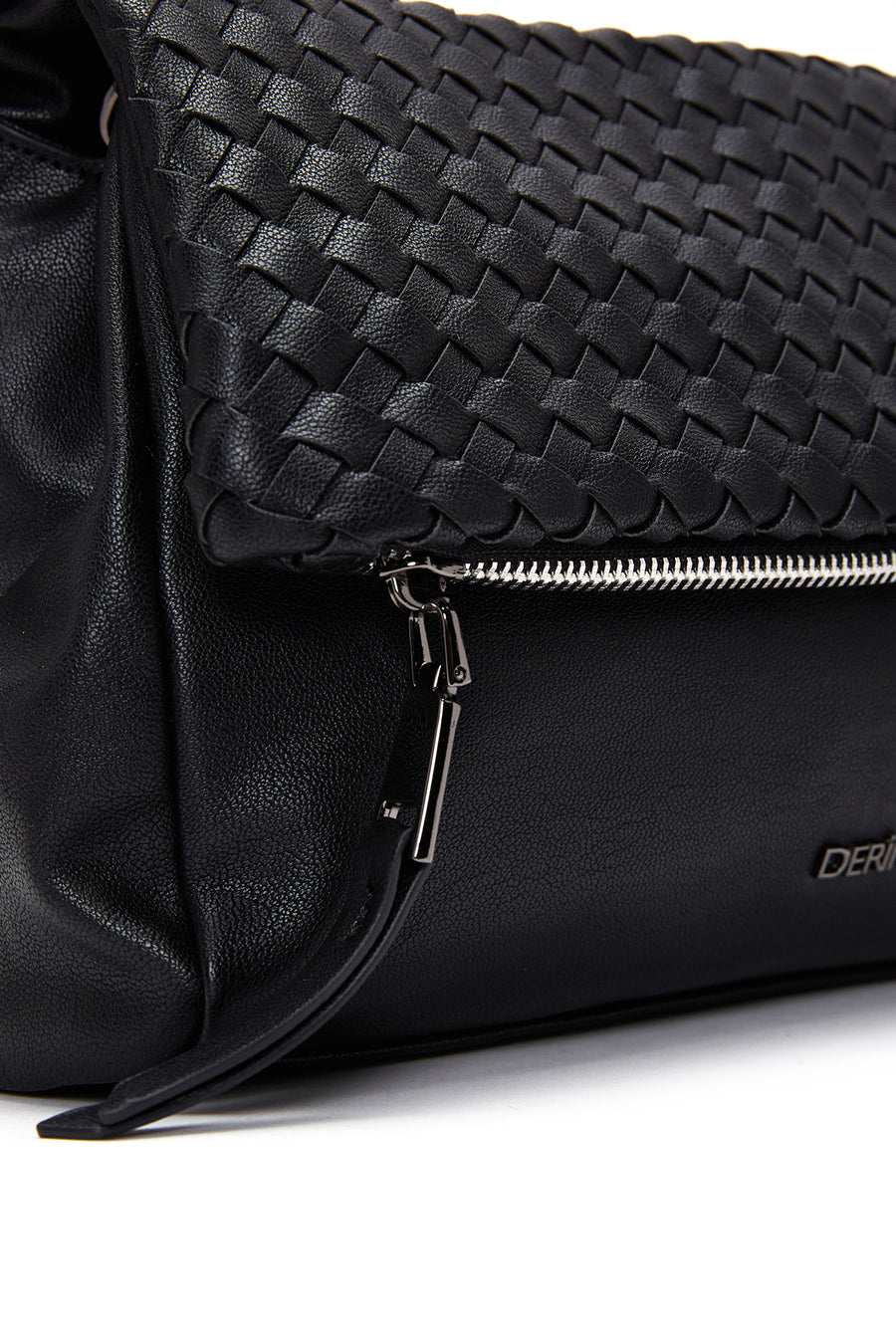 Women's Black Long Strapped Patterned Crossbody Bag