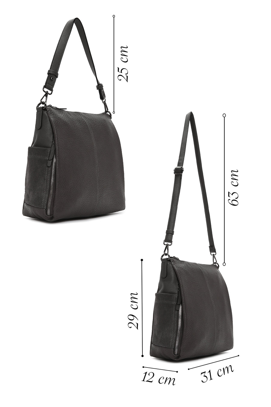 Women's Gray Long Strap Shoulder Bag