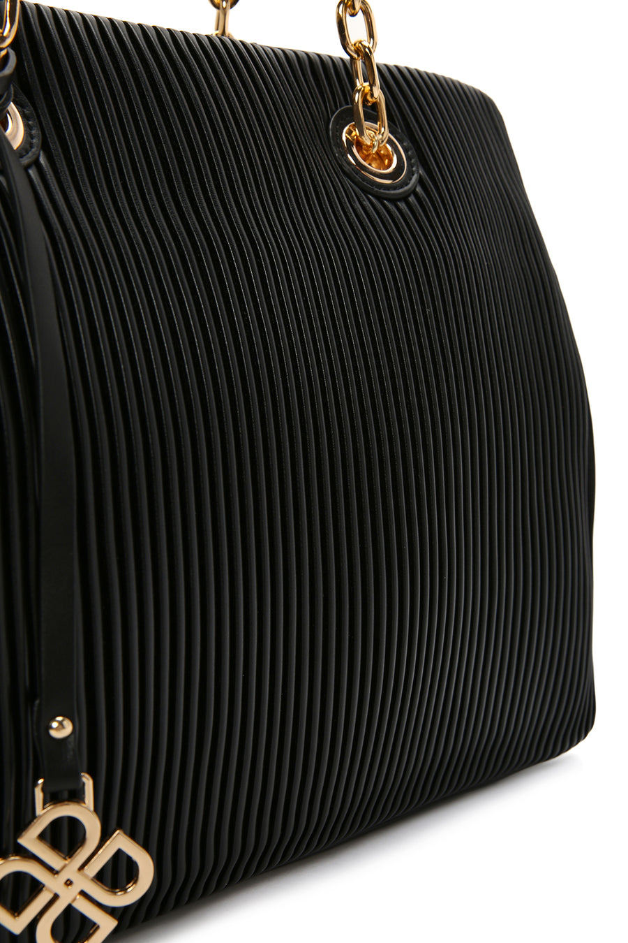Women's Black Chain Strap Patterned Shoulder Bag