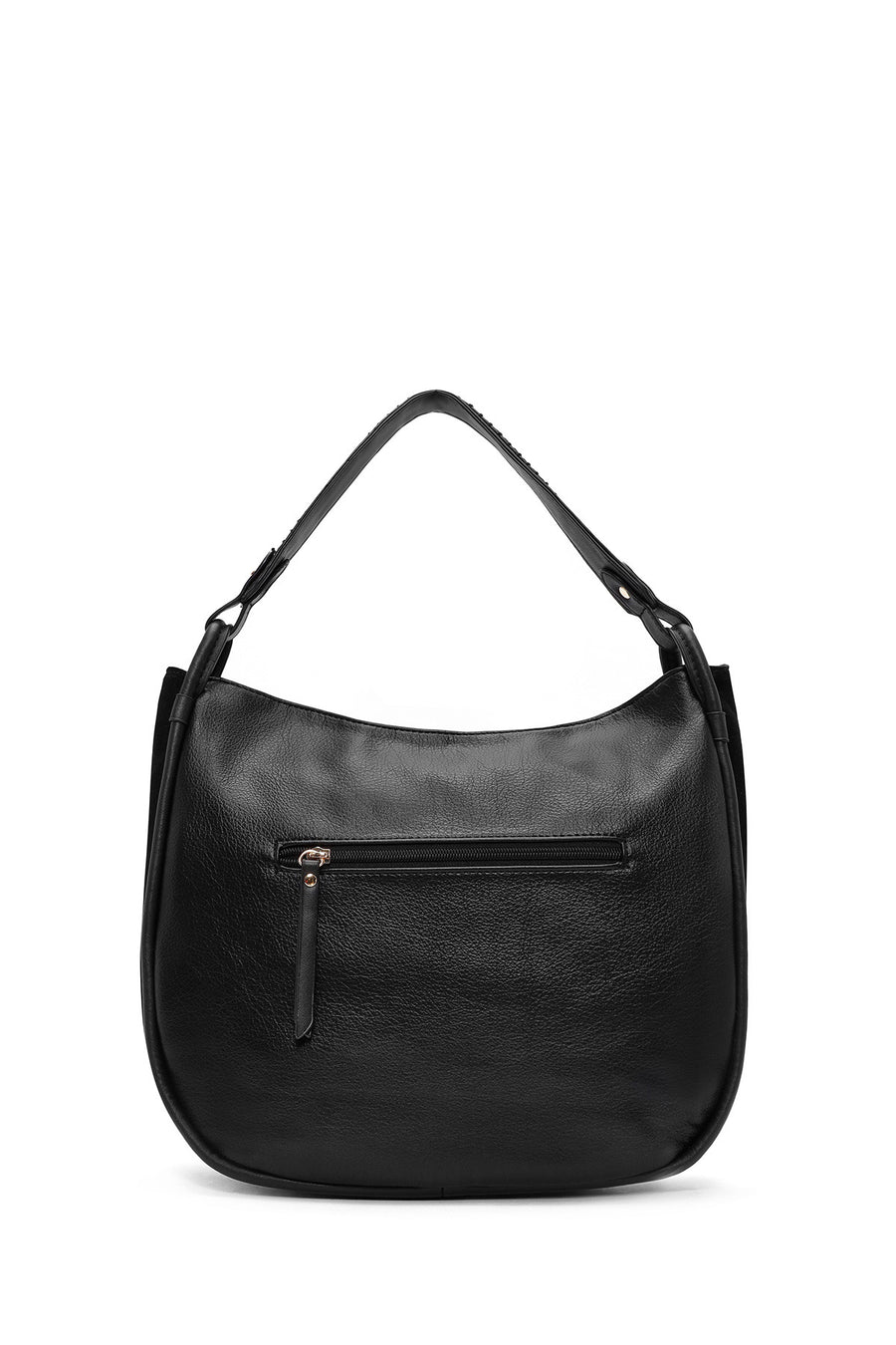 Women's Black Long Strap Suede Shoulder Bag