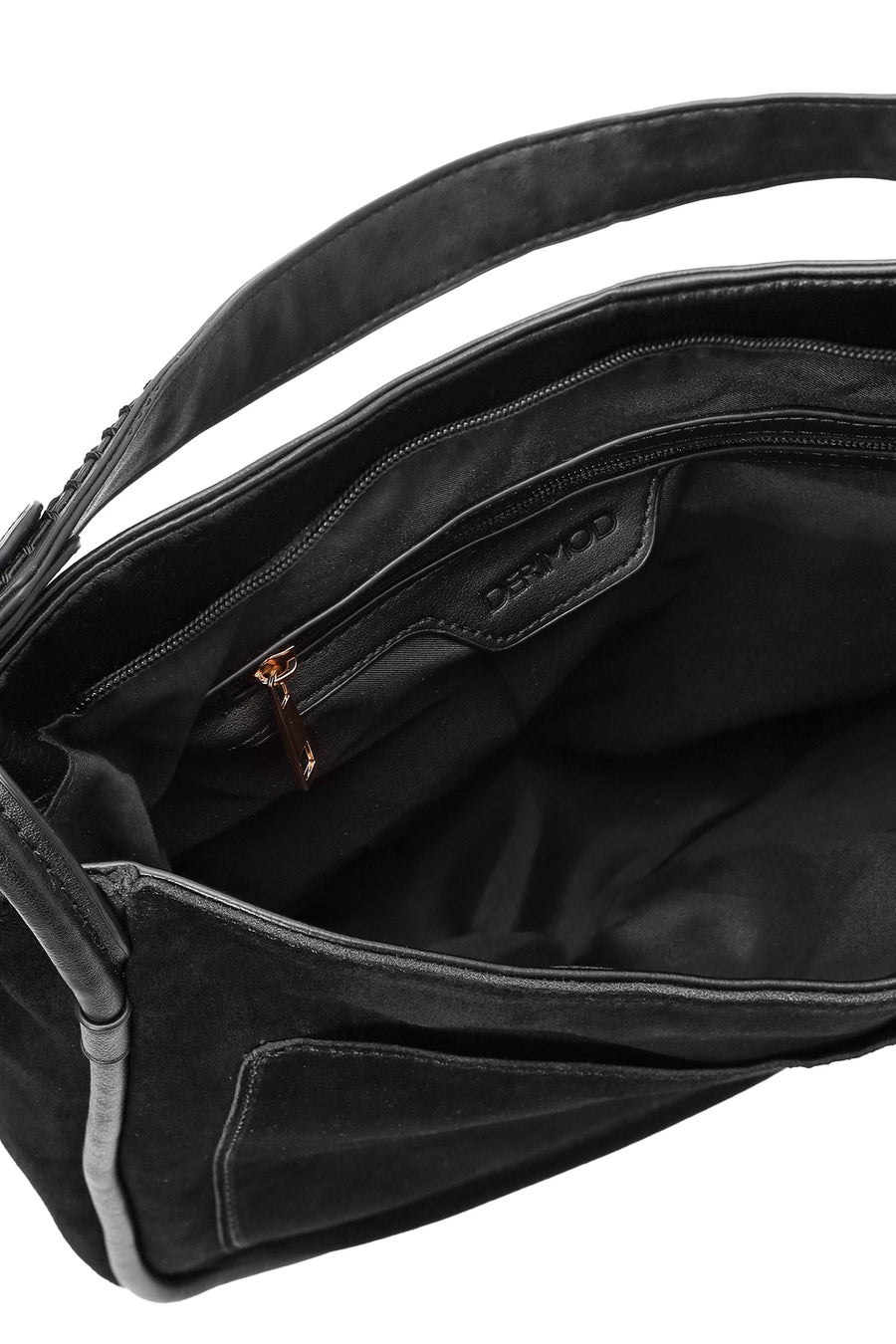 Women's Black Long Strap Suede Shoulder Bag