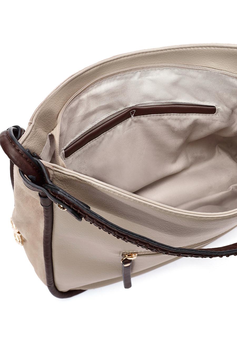 Women's Gray Long Strap Suede Shoulder Bag