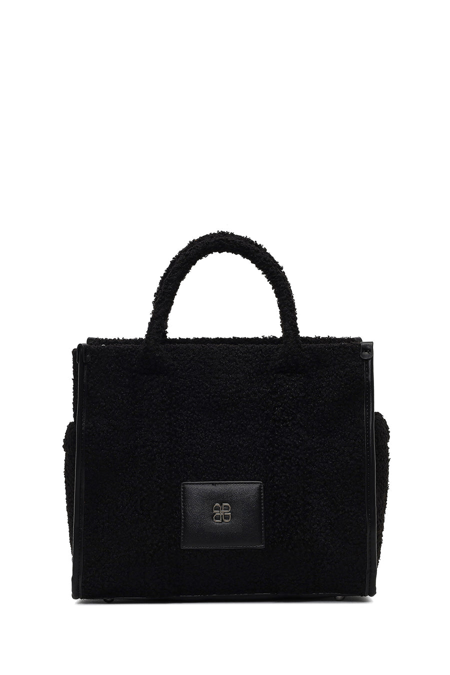 Women's Black Long Strap Plush Shoulder Bag