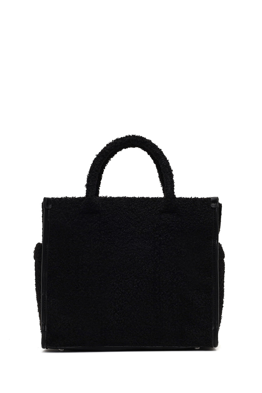 Women's Black Long Strap Plush Shoulder Bag