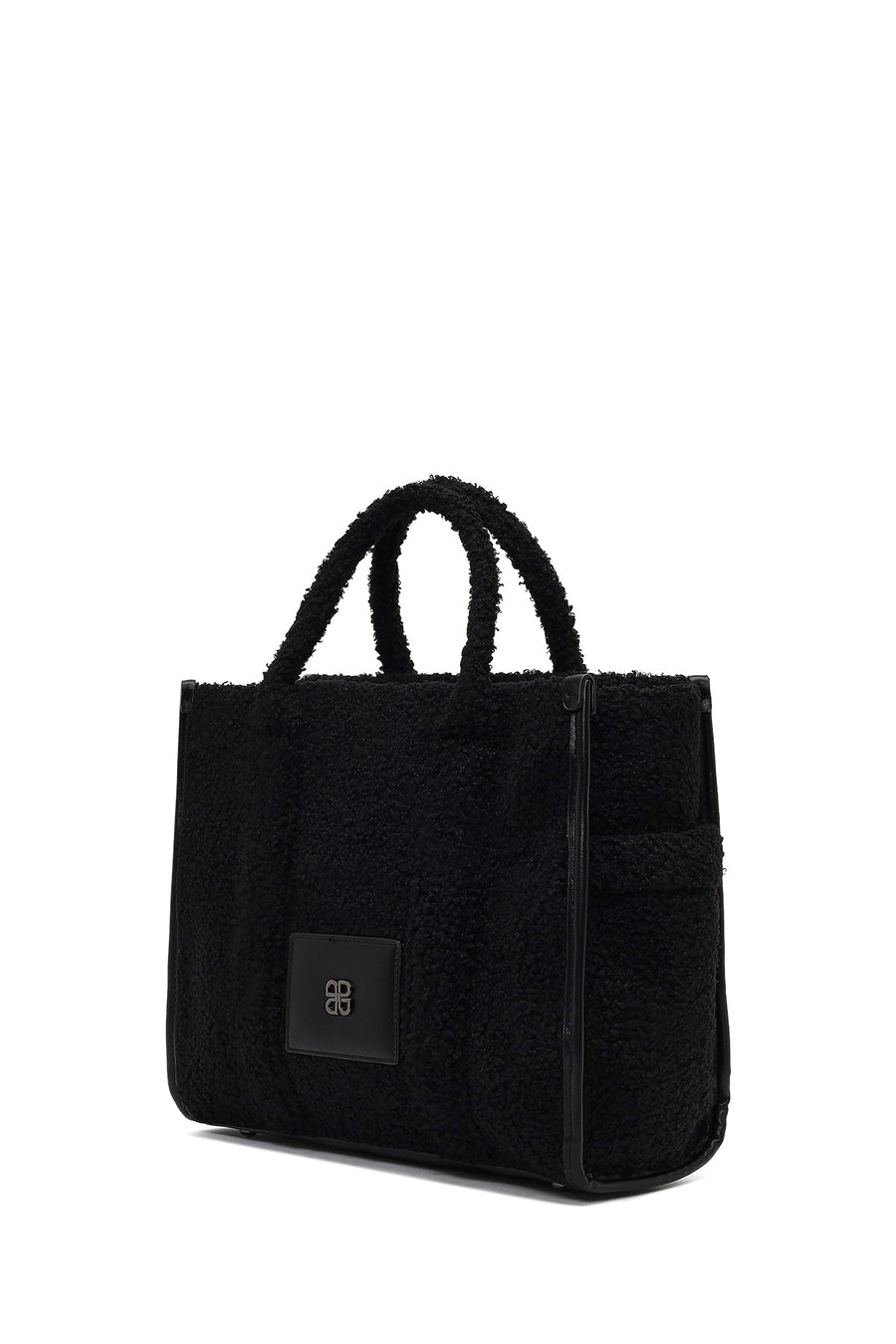 Women's Black Long Strap Plush Shoulder Bag