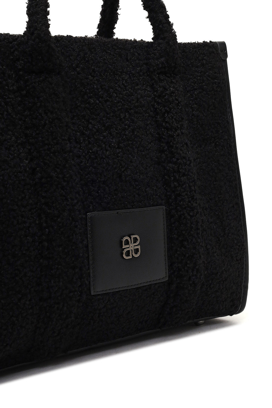 Women's Black Long Strap Plush Shoulder Bag