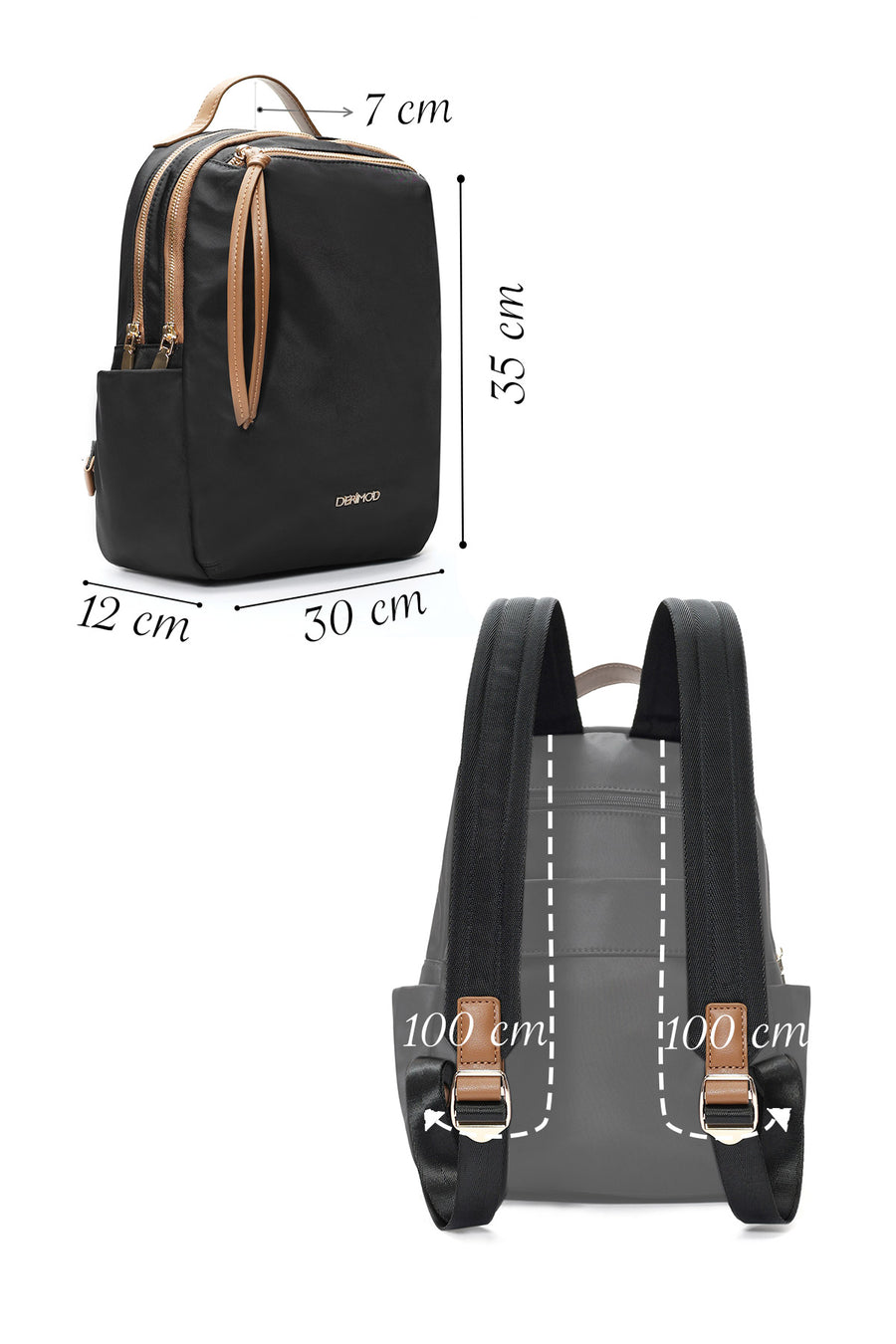 Women's Black Fabric Backpack