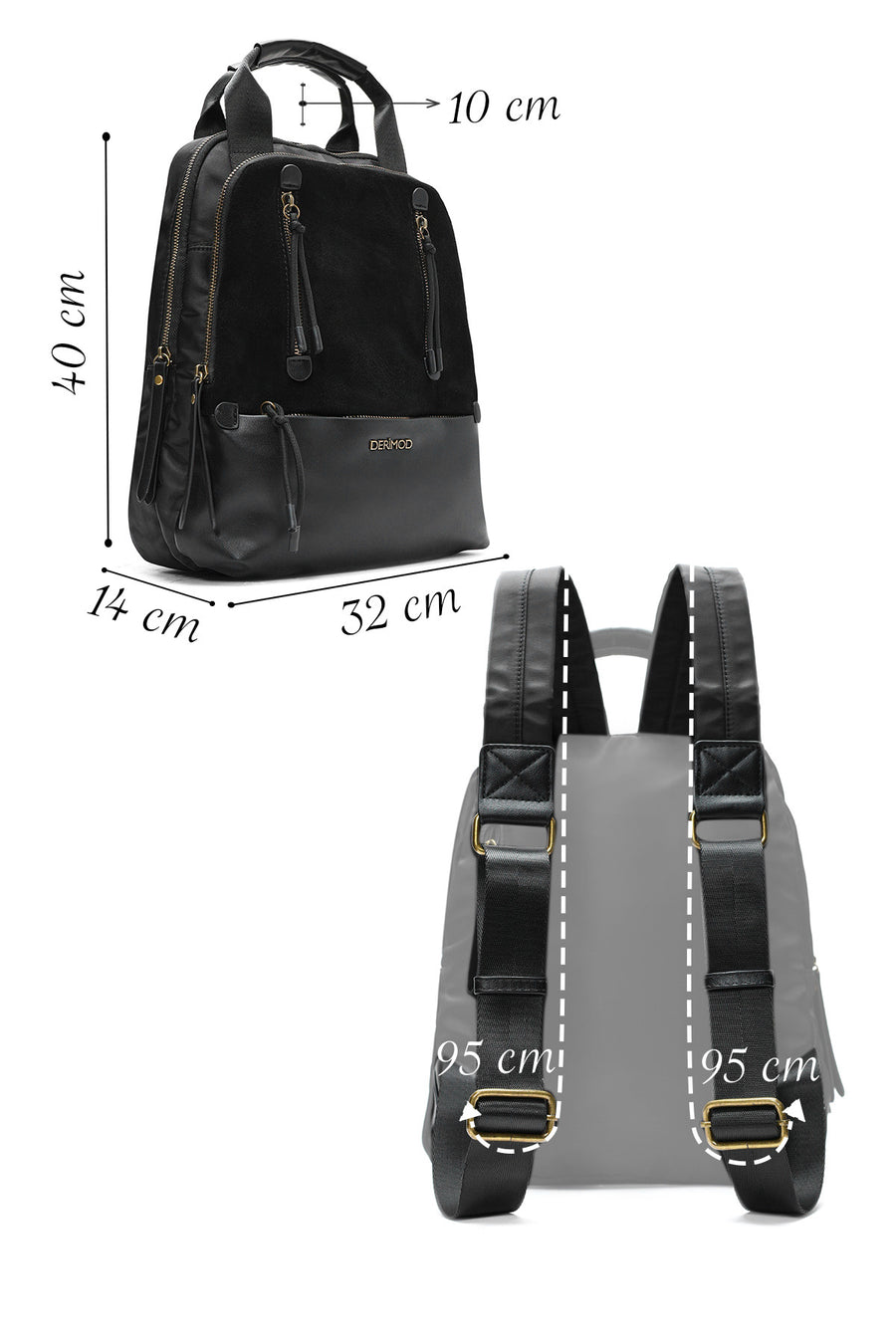 Women's Black Suede Backpack