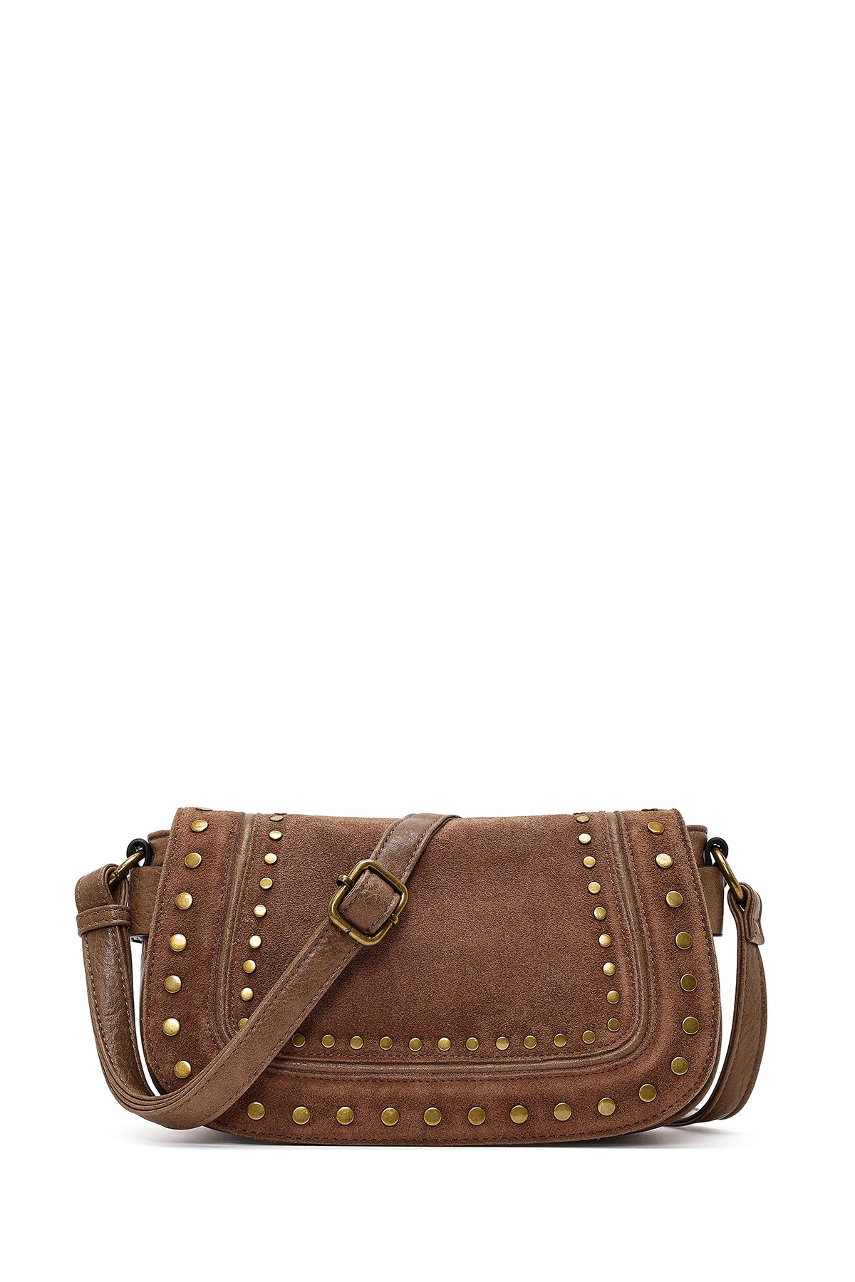 Kadın Taba Uzun Askılı Zımbalı Süet Çapraz Çanta 25WBD252310 | Derimod