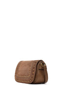 Kadın Taba Uzun Askılı Zımbalı Süet Çapraz Çanta | Derimod