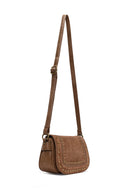 Kadın Taba Uzun Askılı Zımbalı Süet Çapraz Çanta | Derimod