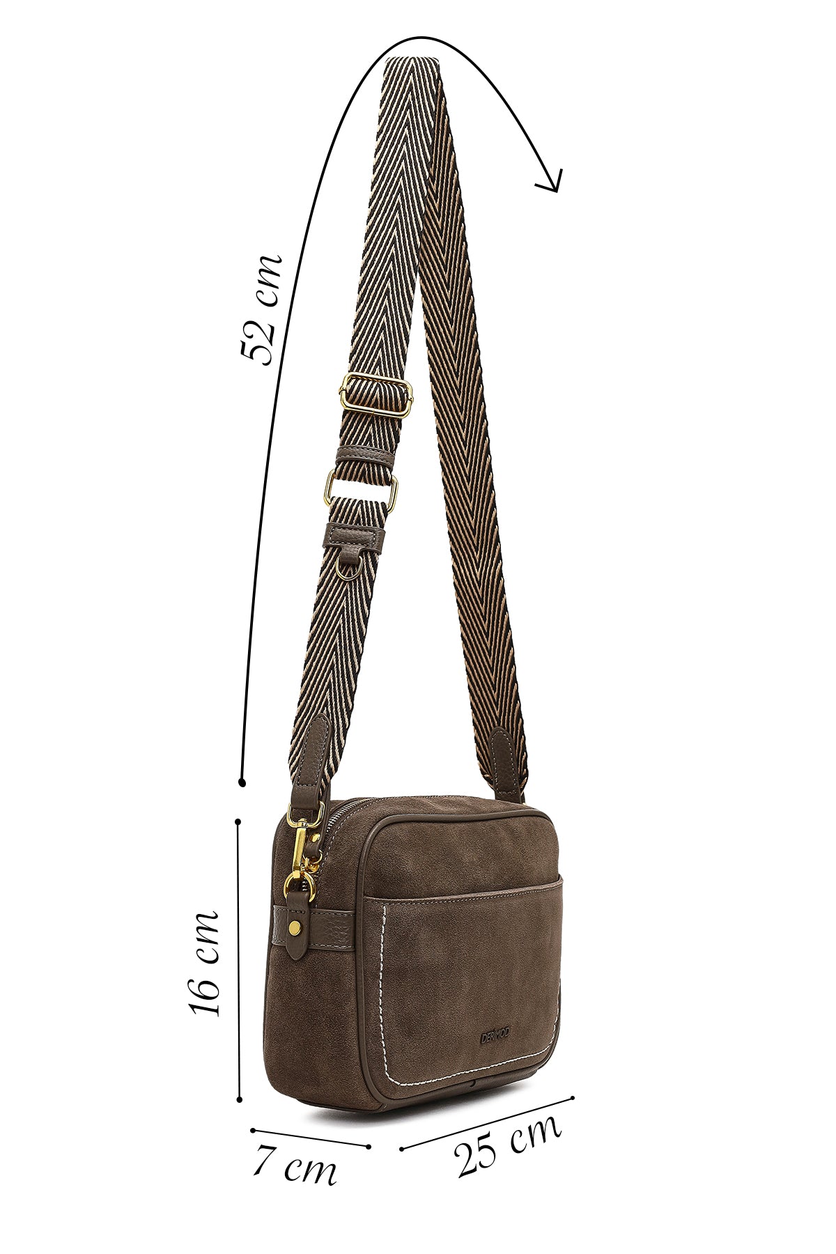 Kadın Vizon Uzun Askılı Süet Deri Çapraz Çanta