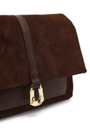 Women's Brown Long Strap Suede Leather Crossbody Bag | Derimod