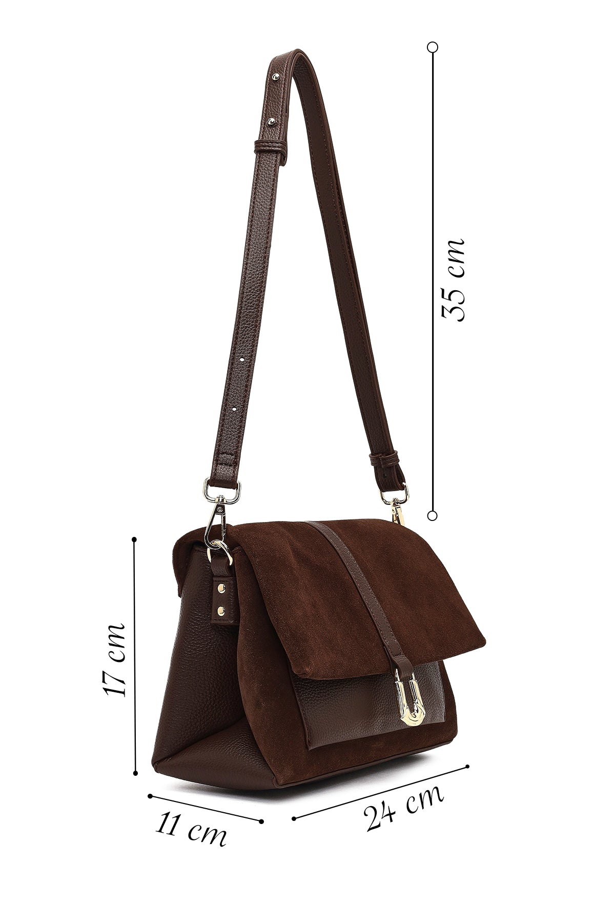 Kadın Kahverengi Uzun Askılı Süet Deri Çapraz Çanta