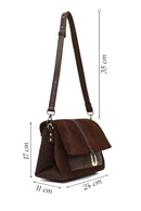 Women's Brown Long Strap Suede Leather Crossbody Bag | Derimod